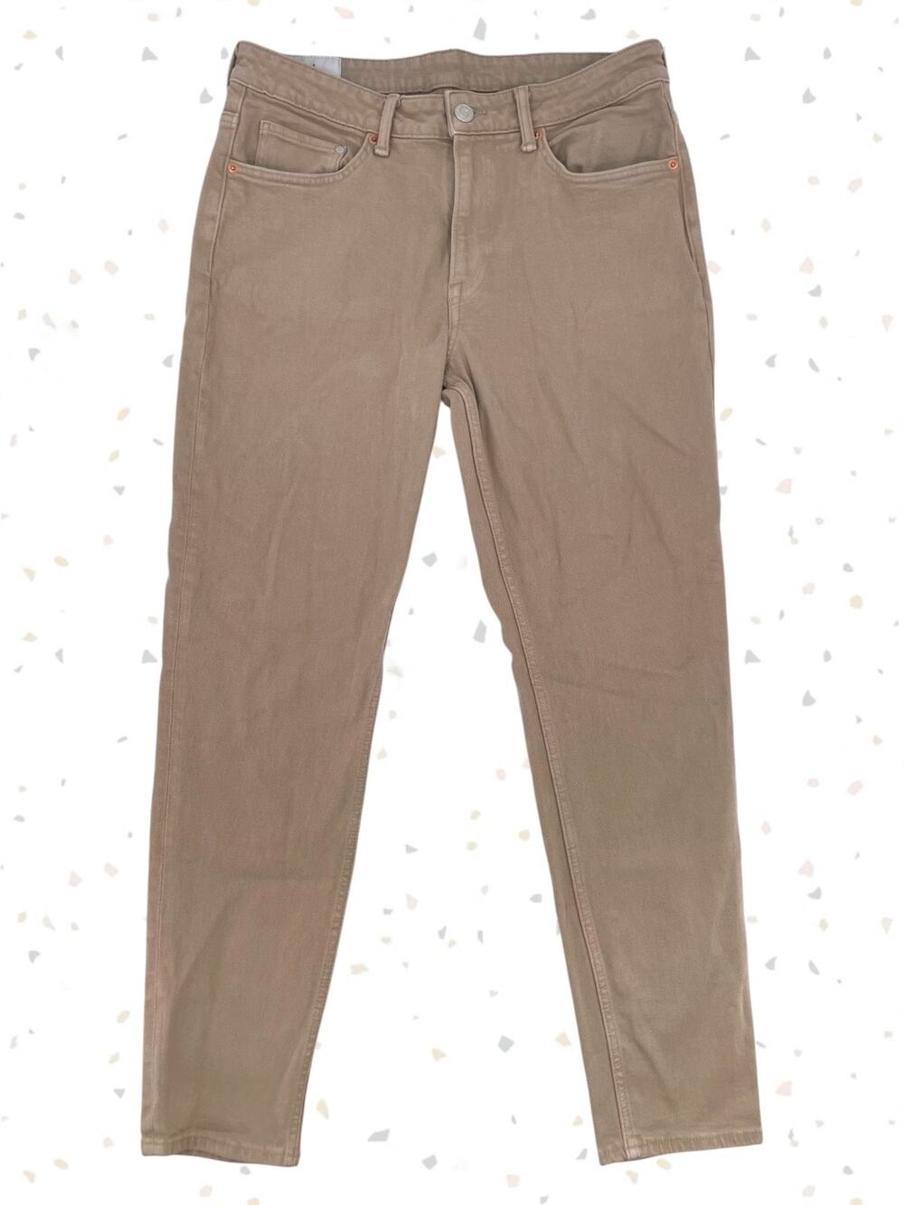 Tan Jeans Taupe Neutral Minimalist Denim Tapered Regular Fit Pants Size 33 x 32